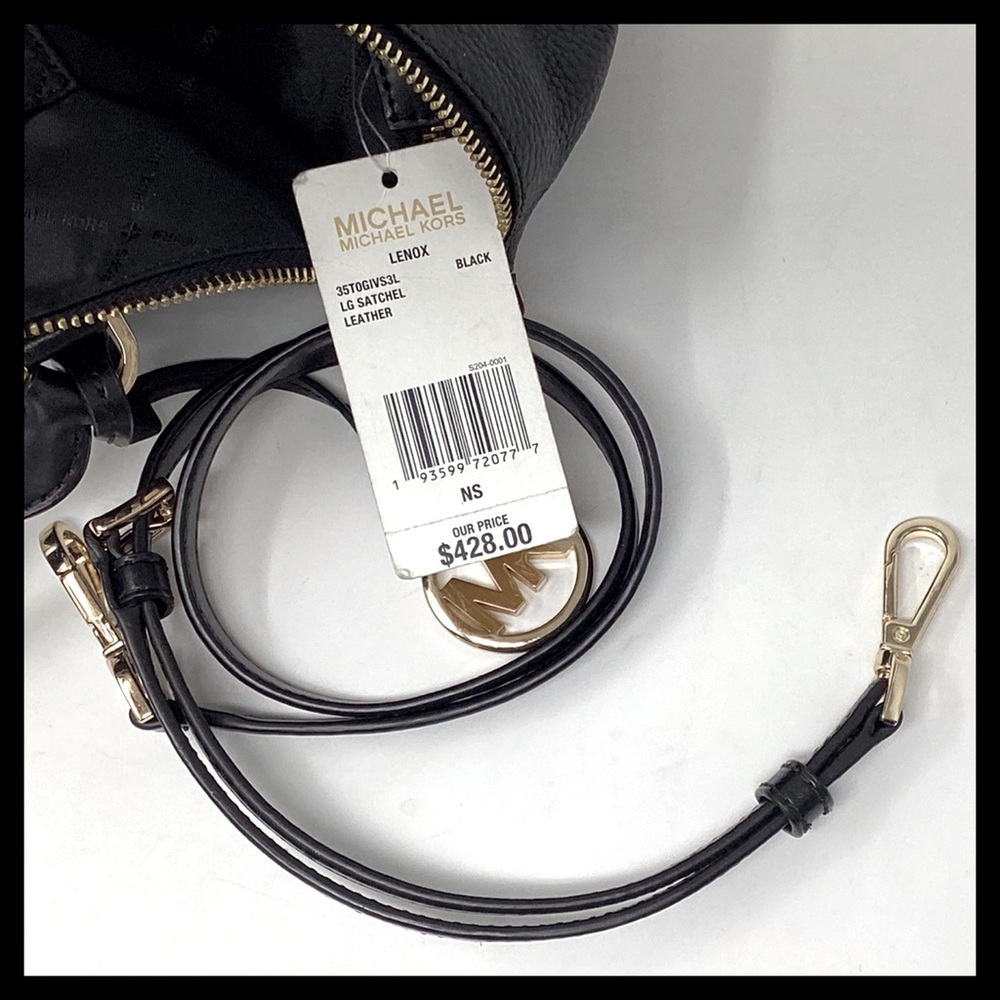 MICHAEL KORS Lenox Large Pebbled Leather Satchel Black - Picture 11 of 12